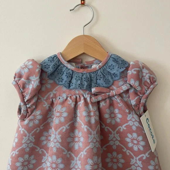 COCOTE 🇪🇸 NWT Spanish Style Structured Jacquard Heirloom Dress & Matching Bonnet